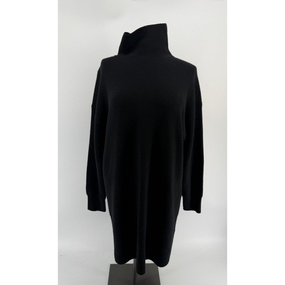 Babaton Aritzia Nestor Knit Sweater Dress Merino Wool Black Oversize Mock Neck S